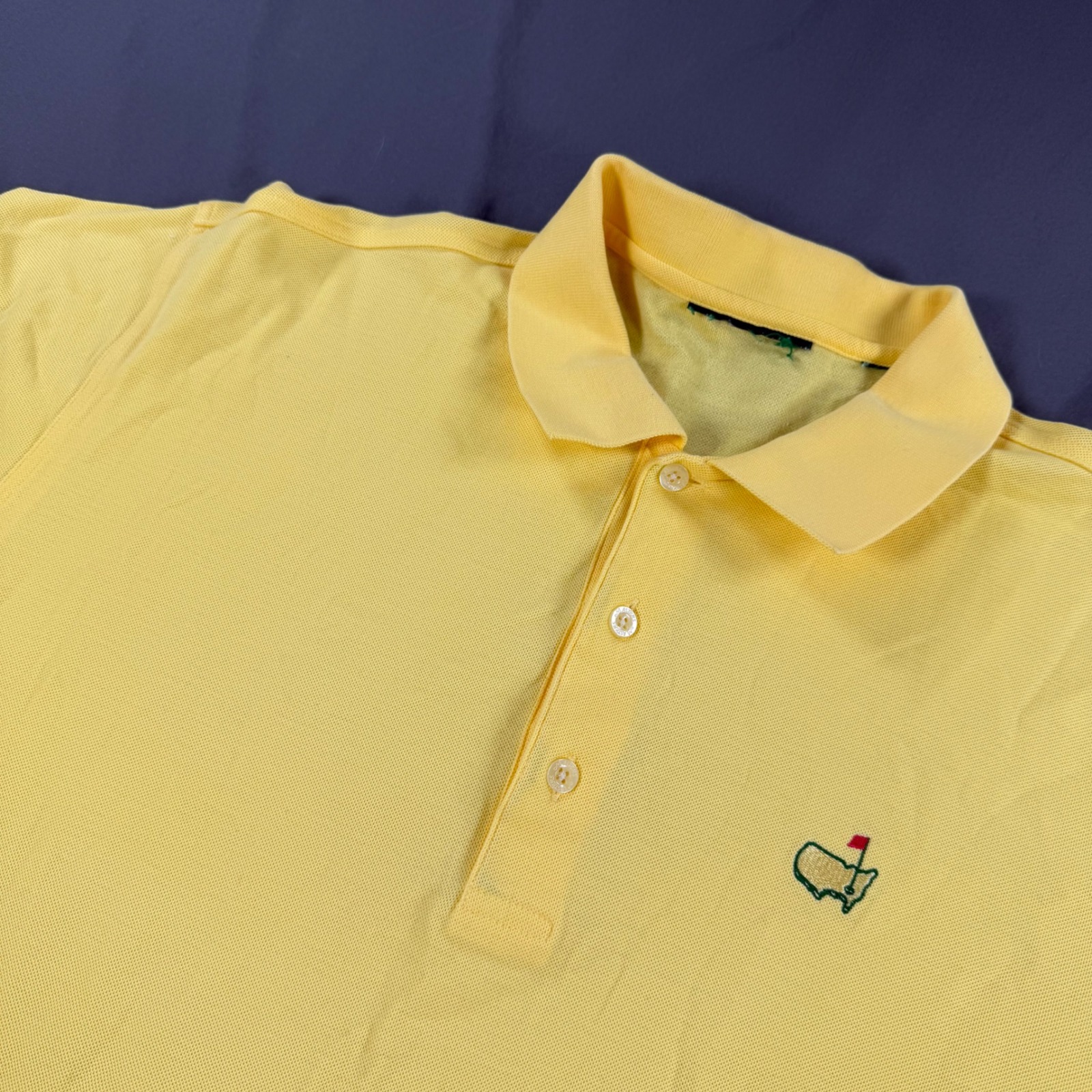 Masters Tournament Golf Polo Shirt Mens Xl Yellow Pique Short Sleeve Logo